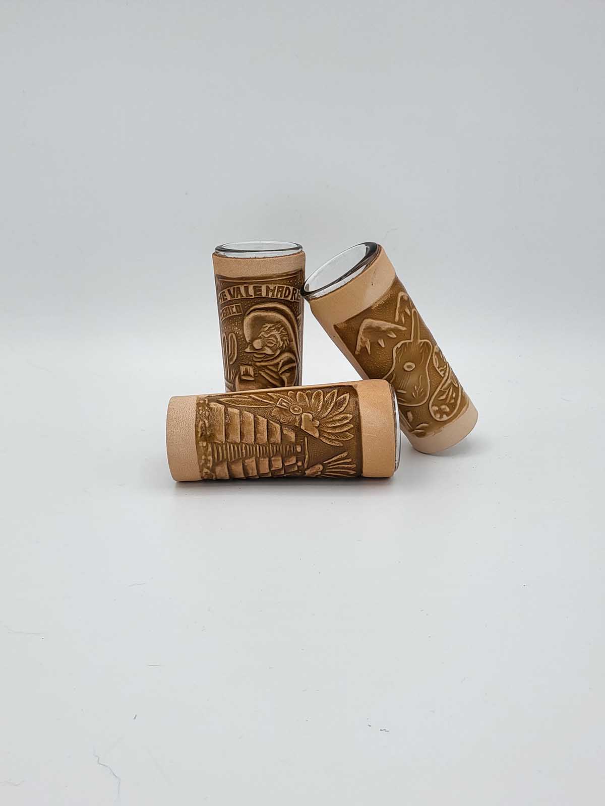 Tequila Shot Glasses Coated with Leather