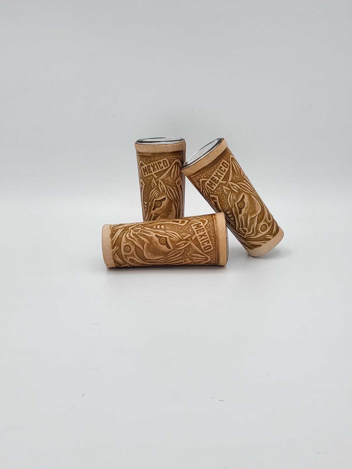 Tequila Shot Glasses Coated with Leather