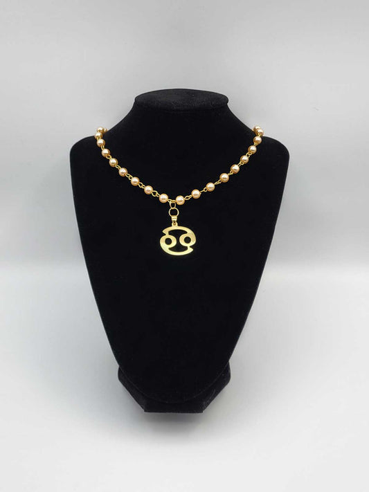 Pearl Necklace With Zodiac Sign